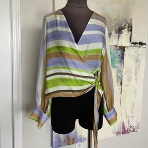Wrap blouse.  This beautiful strip is perfect for Easter Dinners